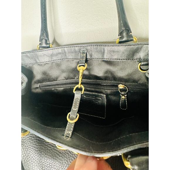 COACH Black Hampton Vintage Pebbled Leather Satchel Handbag Purse - Picture 14 of 14